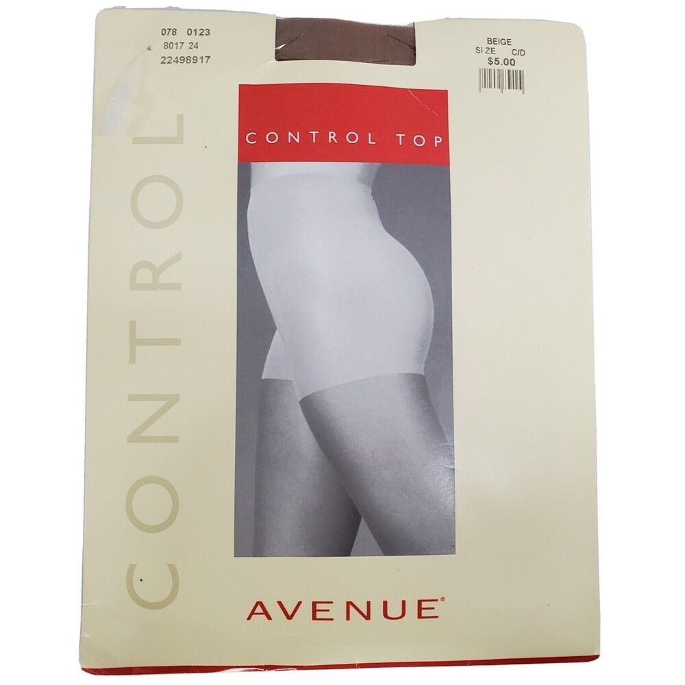 Vintage Avenue Hosiery Control Top Beige Size C/D Pantyhose Nylons NIP